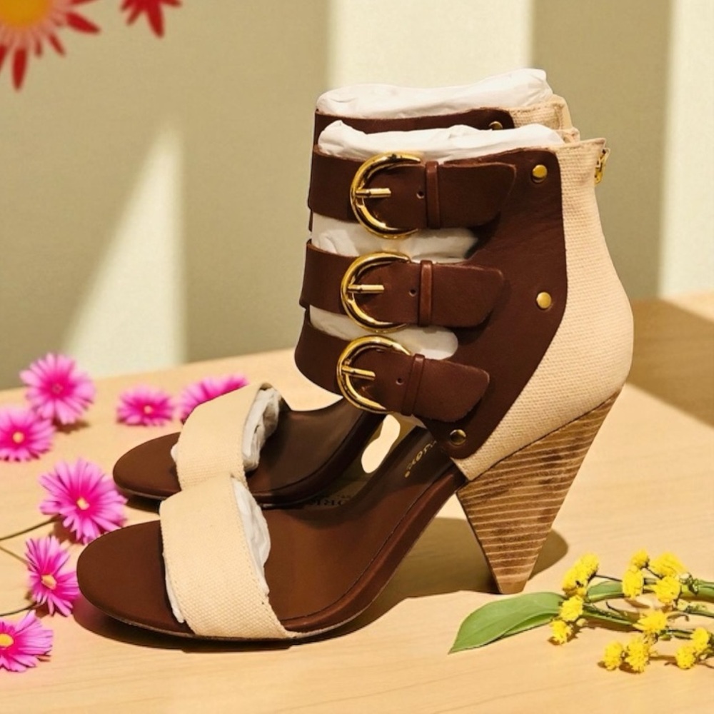 Matt Bernson Womens Girls Sandals Buckle High Heel Shoes Gladiator Sz 7 - Picture 8 of 9